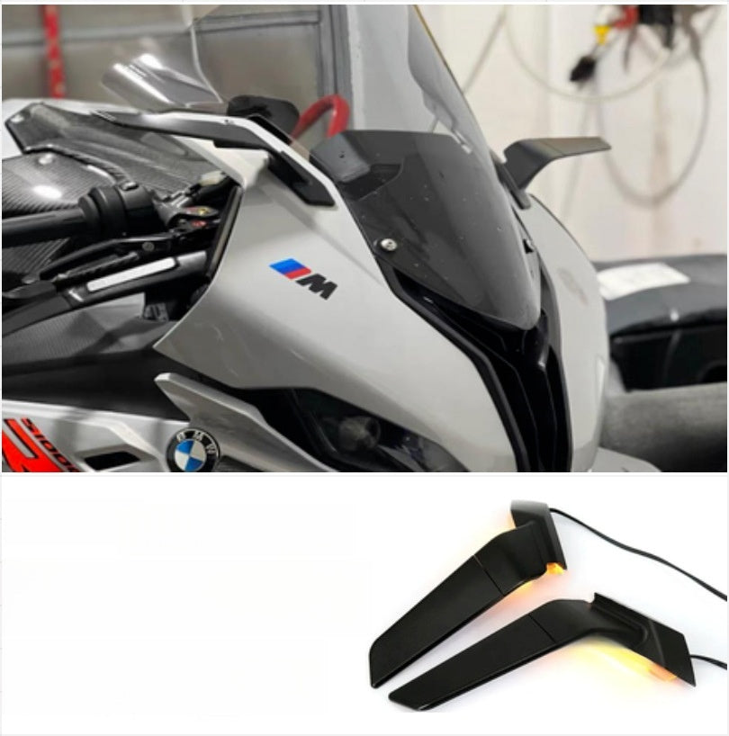 LED Winglet Rearview Mirrors with Turn Signals Compatible with BMW S1000RR 2019-2024