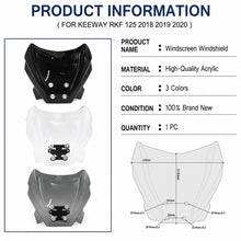 Front Windshield Windscreen Deflector Compatible with Keeway RKF 125 2018-2020 Motorcycle Wind Shield