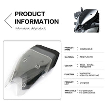 Front Windshield Windscreen Deflector Compatible with Kawasaki Z900 2025 1 1