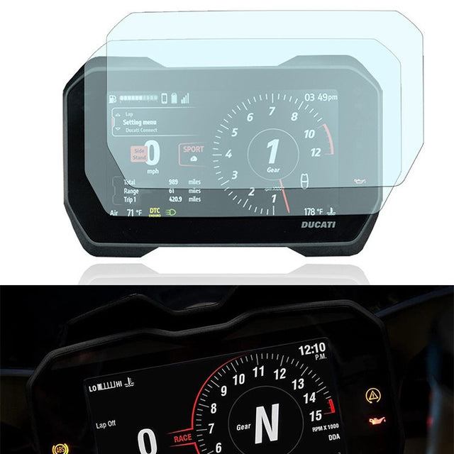 Dashboard Screen Protector Film Compatible with Ducati Panigale V4 Streetfighter V4 Clear Anti-Scratch 2PCS