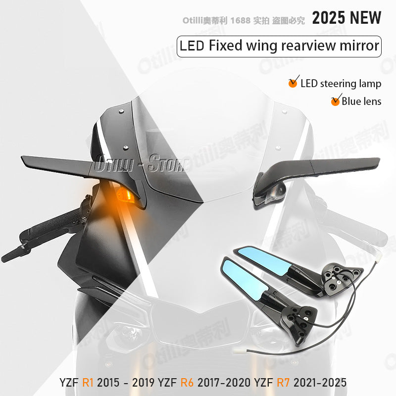 LED Winglet Rearview Mirrors with Turn Signals Compatible with Yamaha YZF-R6 R7 2025