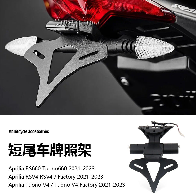Short Tail License Plate Holder with LED Light Compatible with Aprilia RS660/Tuono660/RSV4
